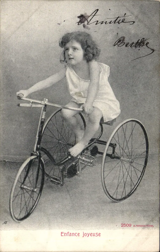 Infanzia felice — Bambino su triciclo — Alterocca-Terni, n°2509 - Recto