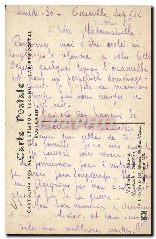 Murbach - Elsass — Verlag J. J. Waltz (HANSI) - Nr. 28 - Rückseite