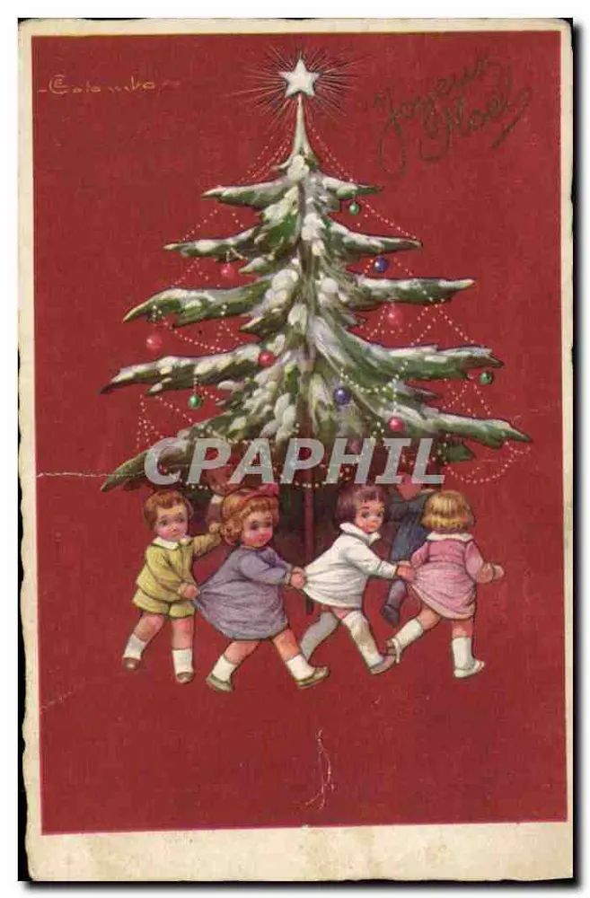 Kinder um einen Weihnachtsbaum — Verlag Colomba, Serie nicht sichtbar - Vorderseite