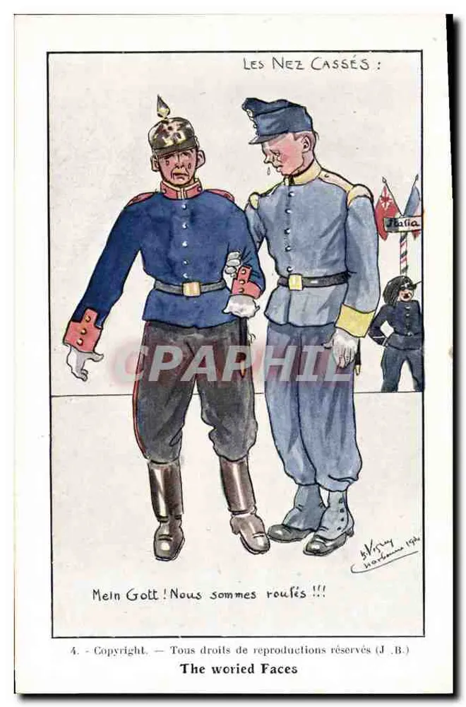 Die gebrochenen Nase: militärische Karikatur — Verleger Jean Bernard, Nîmes, Nr. 4 - Vorderseite