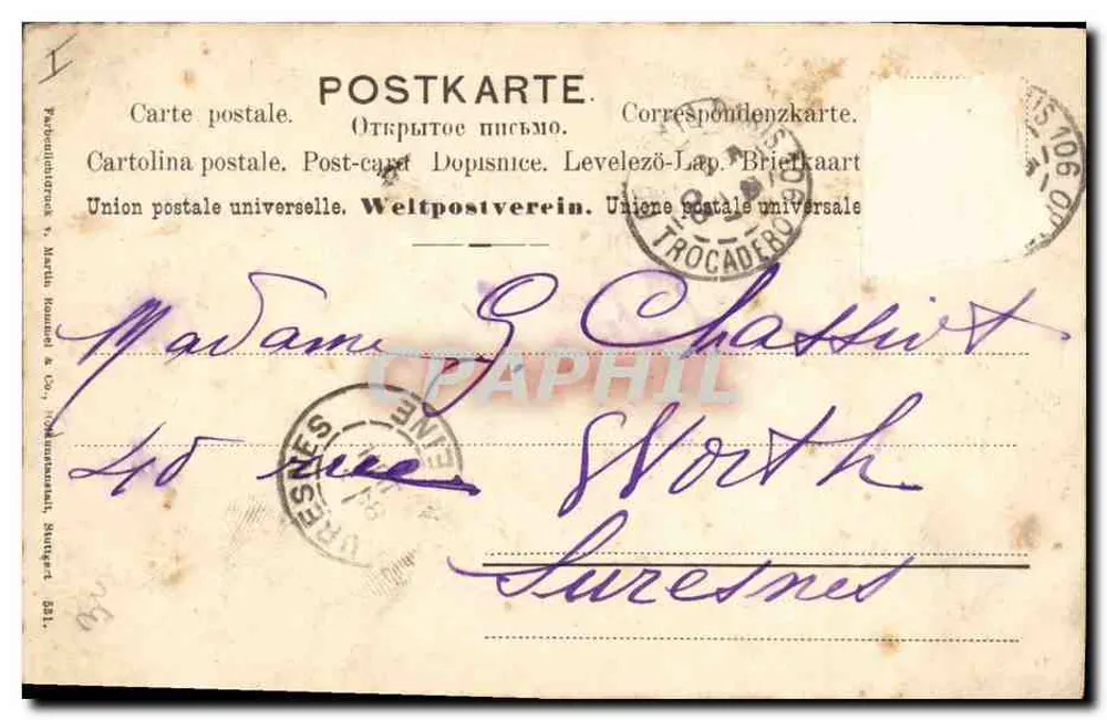 Blauwe bloemen — illustratie — Martin Roussel & Co., Nuremberg - Achterkant