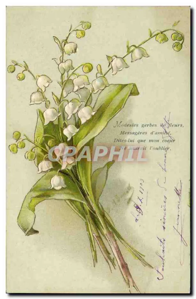 Buquê de muguet — poema impresso — editor não identificado - Frente