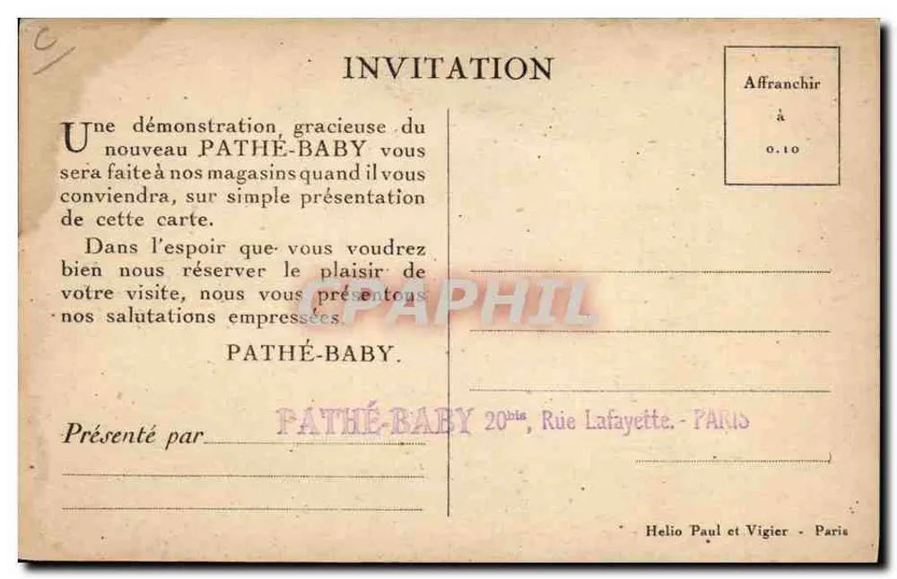 Retrato de um homem — detalhe — Pathé-Baby - Verso