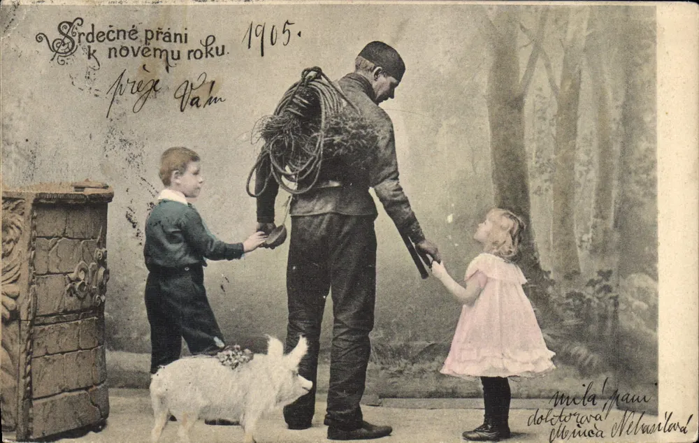 Família com cachorro — 1905 — editor desconhecido - Frente