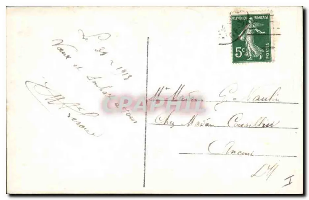 Bambino in costume da contadino che tiene un maialino — scena di neve — editore AA, n° 10071 - Verso