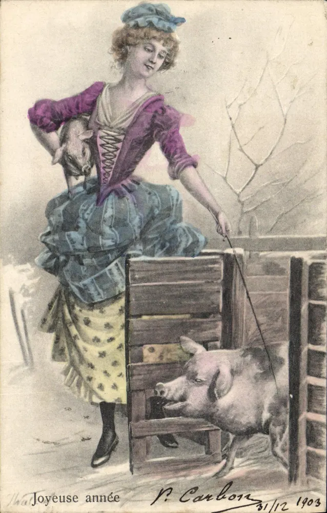 Junge Frau mit Schwein — P. Carbon — n° 25724 - Vorderseite