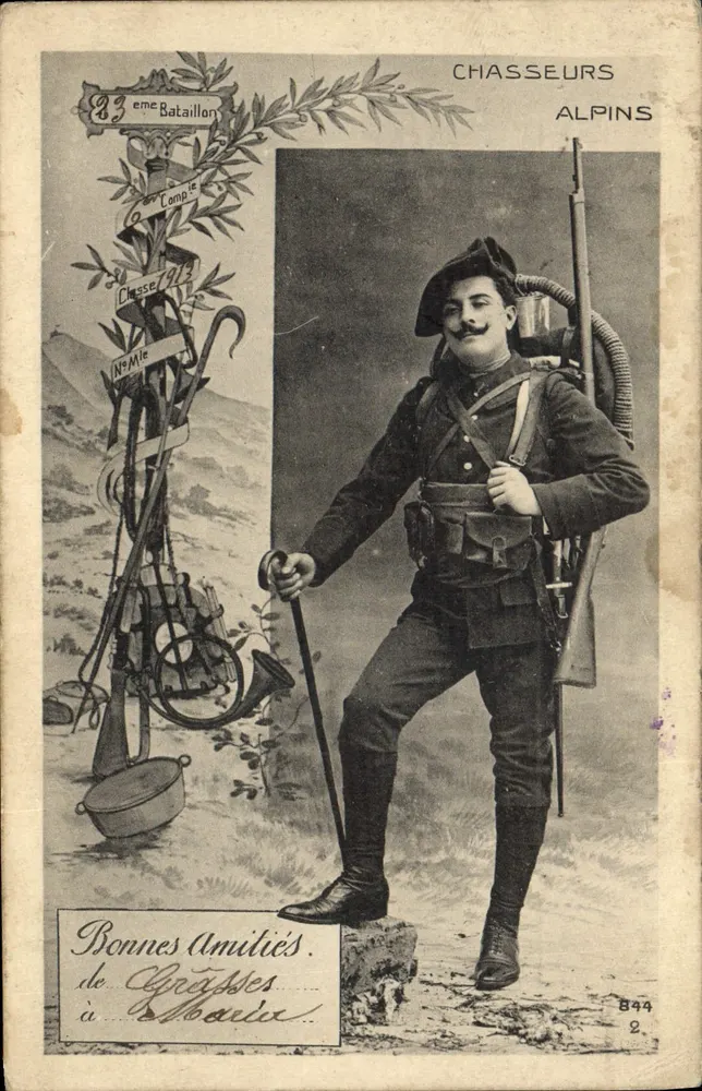 Chasseurs Alpins — 83ème Bataillon, 6ème Compagnie, 913e Chasse — éditeur non visible, n° de série 844 2 - Anverso