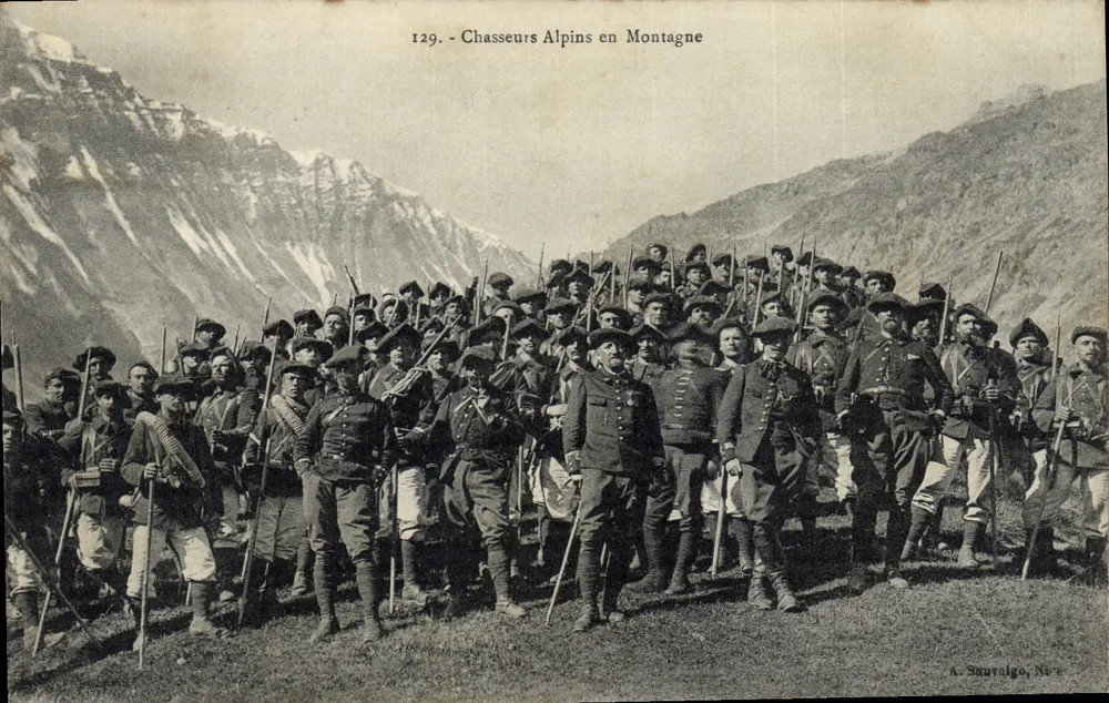 Alpine-Jäger in den Bergen — A. Sauvalgo, Nr. 129 - Vorderseite