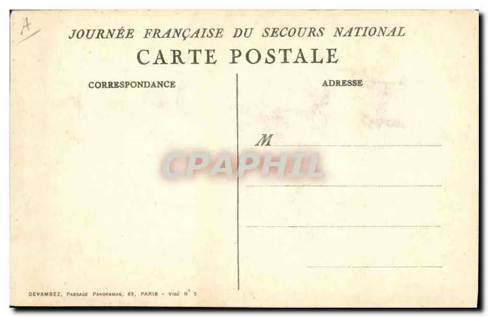 Sessão de caridade — Dia Francês do Socorro Nacional — Devambez, Paris - Verso