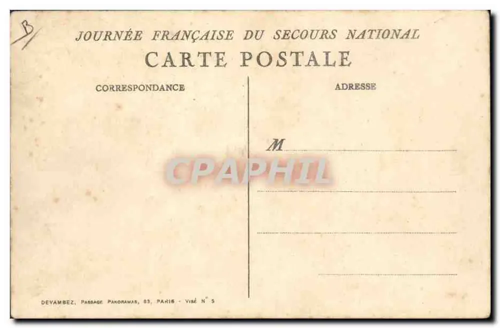 Sessão de socorro — Dia Francês do Socorro Nacional — Devambez, Passage Panoramas, Paris — N° 5 - Verso