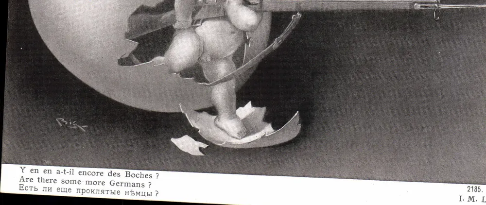 Baby, das aus einem zerbrochenen Ei hervorkommt — Europäischer Krieg 1914-1915 — Patriotische Ausgabe - Vorderseite