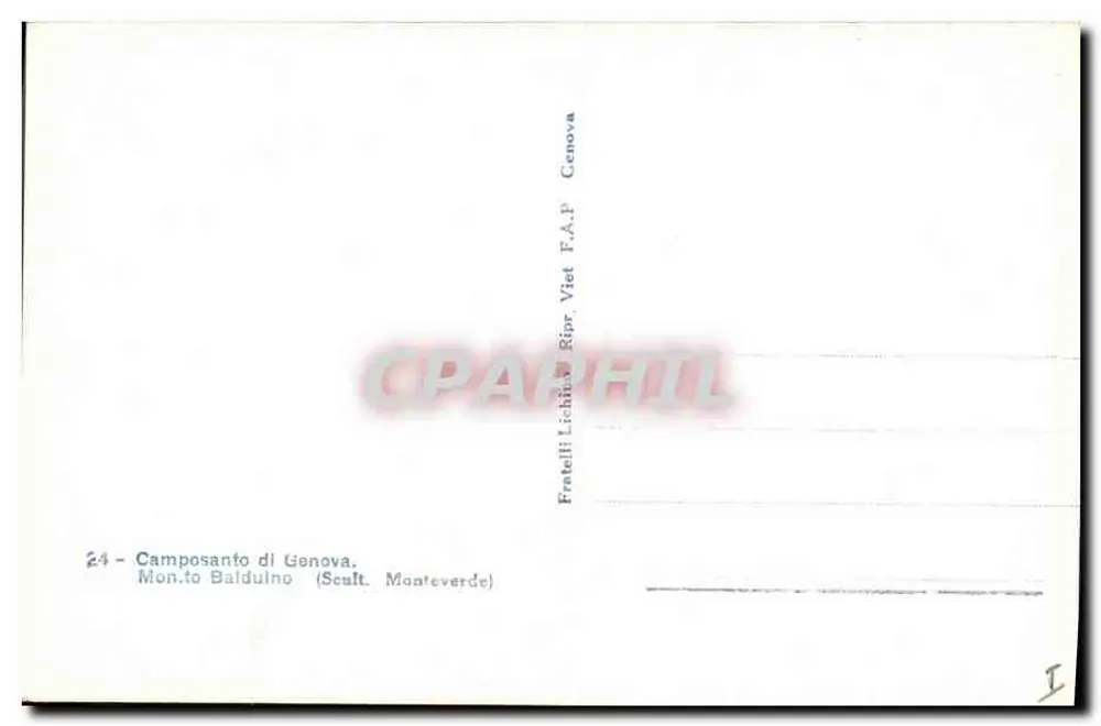 Monumento funerário de Domenico Baldulino — Gênova — editor Fratelli Licinio, n°24 - Verso