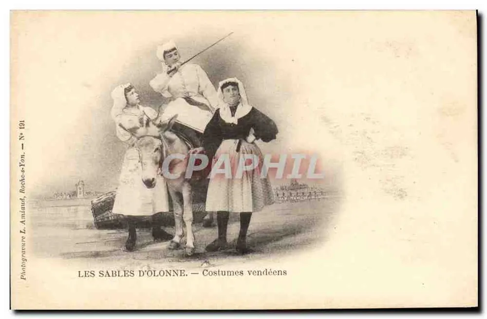Les Sables d'Olonne — Trajes Vendeanos — Fotogravura L. Amiaud, Roches-s-Yon, N° 191 - Frente
