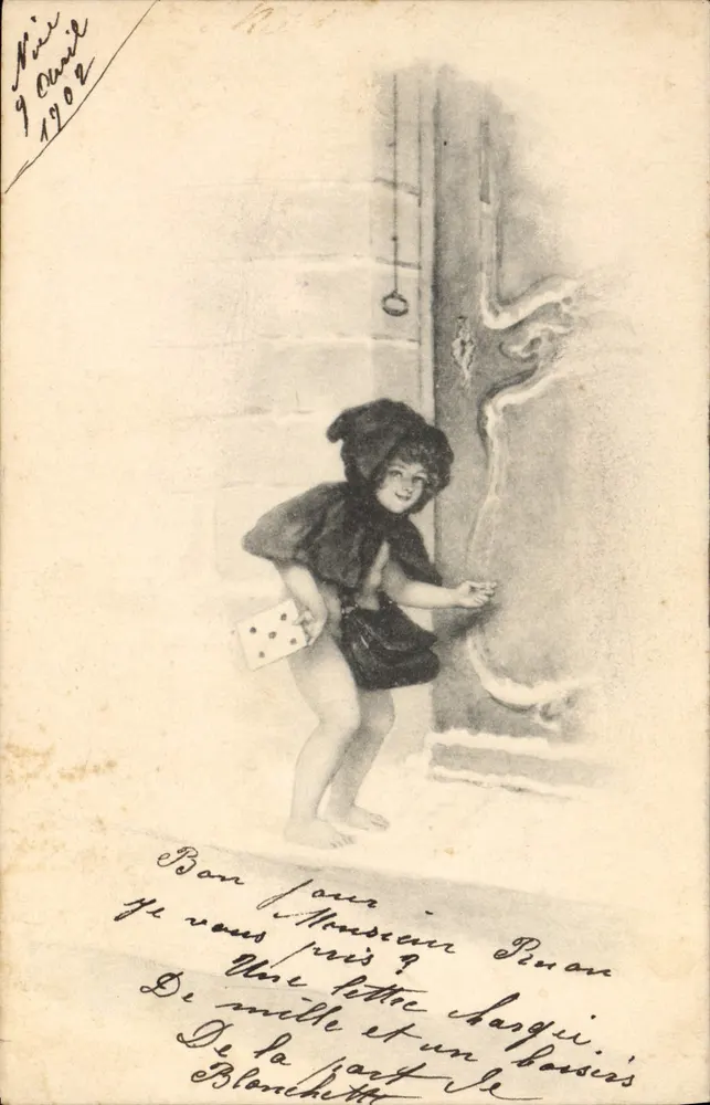 Kind im Weihnachtsmann-Kostüm — Briefszenario — Verlag Theo. Stroef er, Nürnberg, Serie 205 - Vorderseite