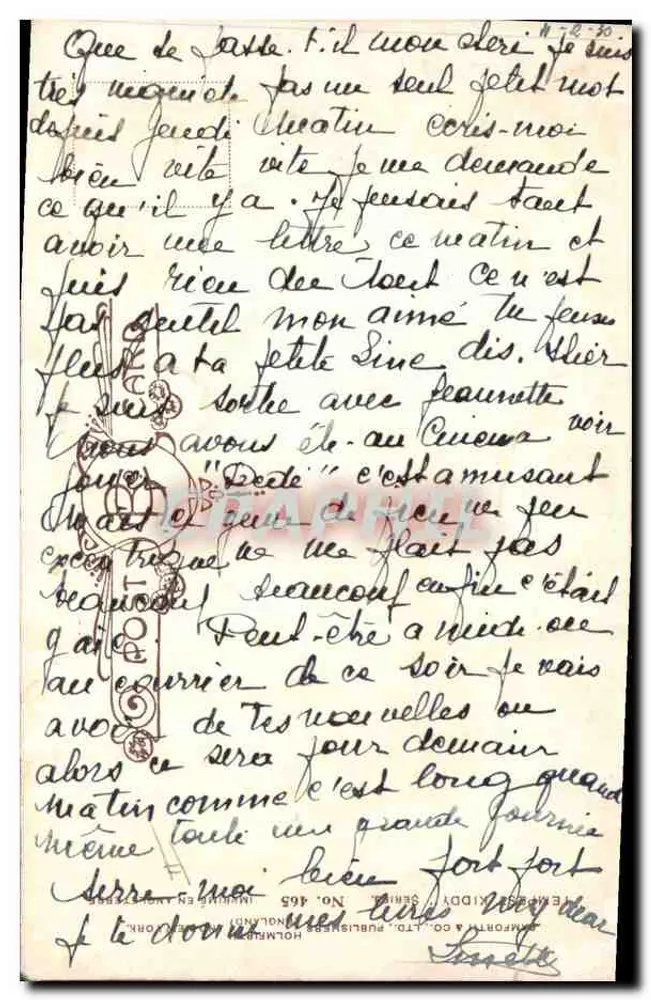 Kleine Mädchen mit Kamm — Werbung für Schönheit — Verlag E. M. S. & Co. Ltd. (Nr. 465) - Rückseite