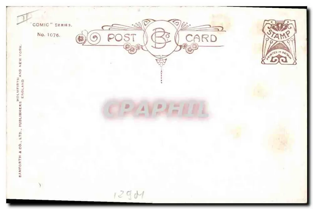 Mercader de whisky escocés — caricatura — Bamforth & Co. Ltd. n°1076 - Reverso