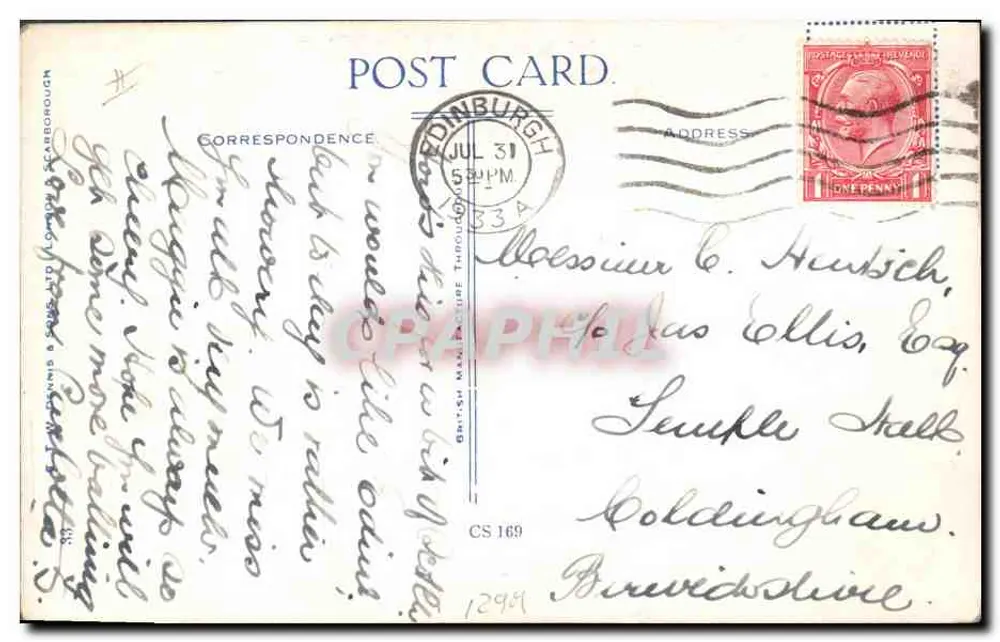 Kind in schottischem Kleid — Dudelsack spieler — Verlag E. T. W. Dyson & Sons Ltd, London - Rückseite