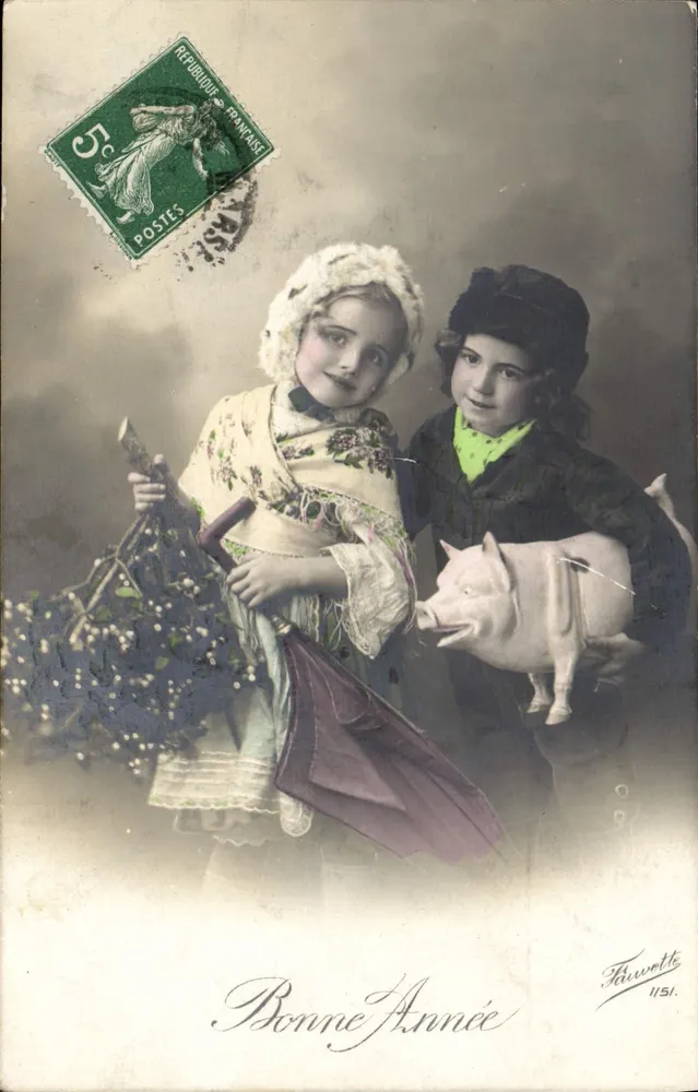 Zwei Kinder — Frohe Weihnachten — Fauwotte 1151 - Vorderseite