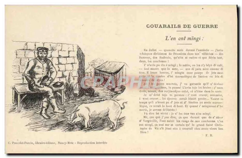 Couvraills de guerra — L'en ont mängi ! — C. Poucellet-Porcin, livreiro-editor, Nancy-Metz - Frente