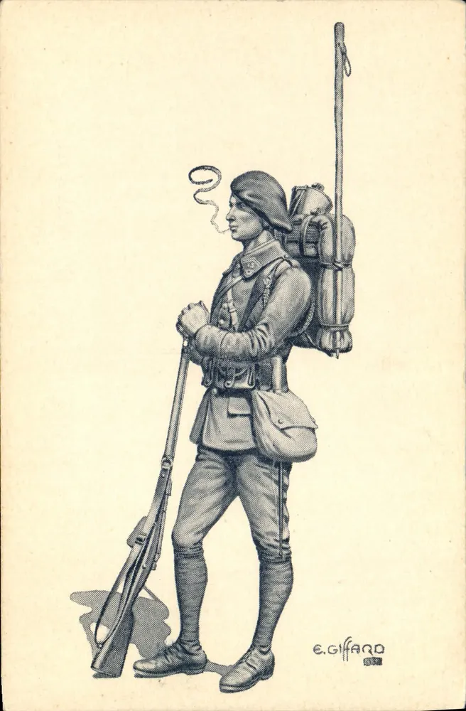 Soldato della 15a Battaglione di Cacciatori Alpini — E. Giffard - Recto