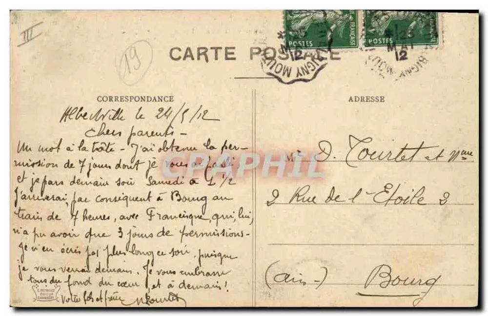 Schützen überquerend einen Pass — Verlag: E. P. Paris, Nr. 1077 - Rückseite