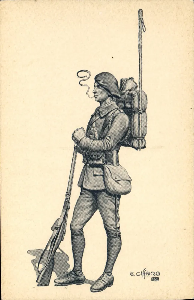 Soldado do 15º Batalhão de Caçadores Alpinos — E. Giffard, n° 37 - Frente