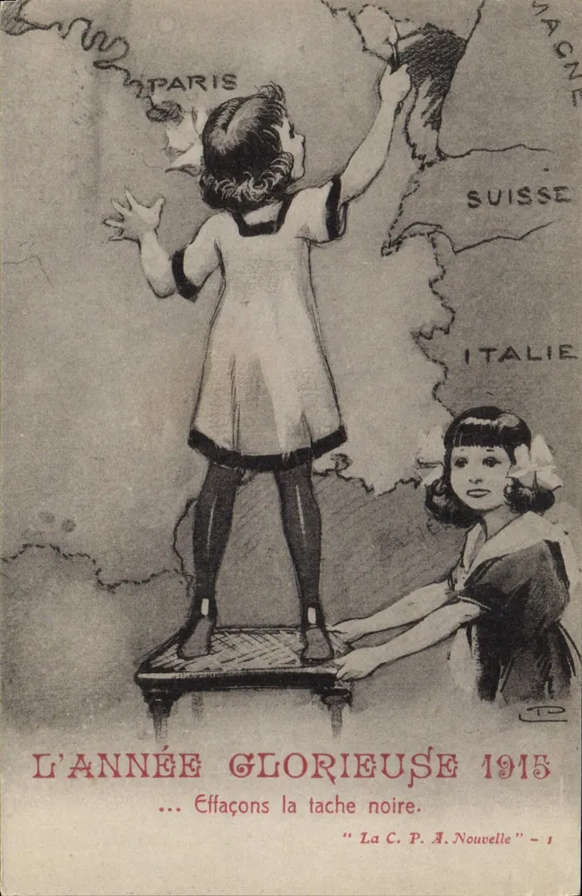 L'ANNÉE GLORIEUSE 1915 — Effaçons la tache noire — La C. P. A. Nouvelle - 1 - Recto