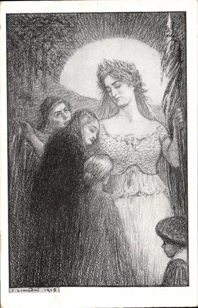 Mulher coroada — cena religiosa — C. Leardn 1915 - Frente