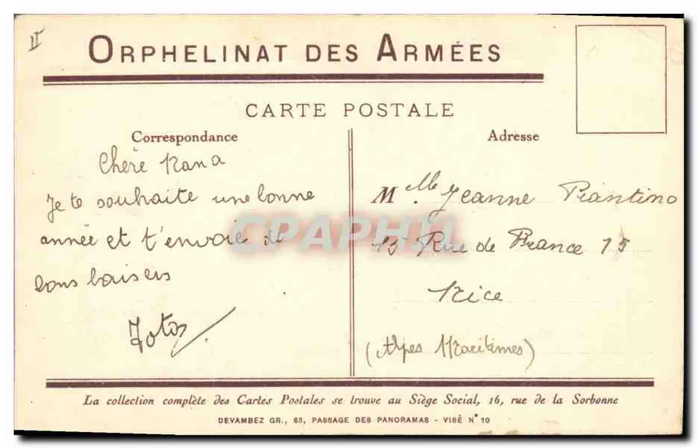 Cypres la Bataille — Waisenhaus der Armee — Verlag: P. B. B. Gica - Rückseite