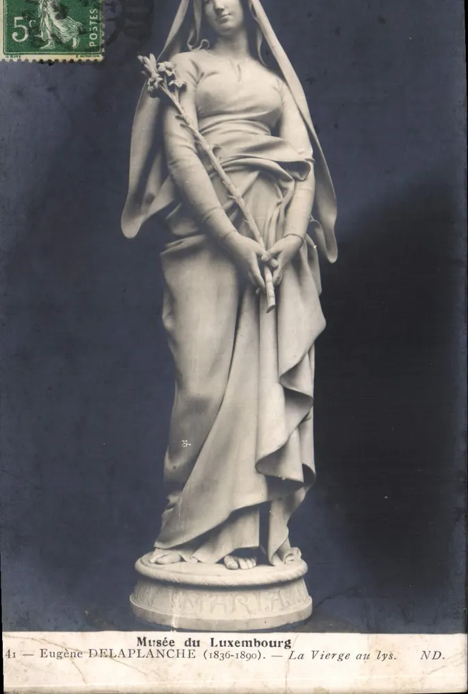 La Vierge au lys — statue en marbre par Eugène Delaplanche — Musée du Luxembourg - Vorderseite