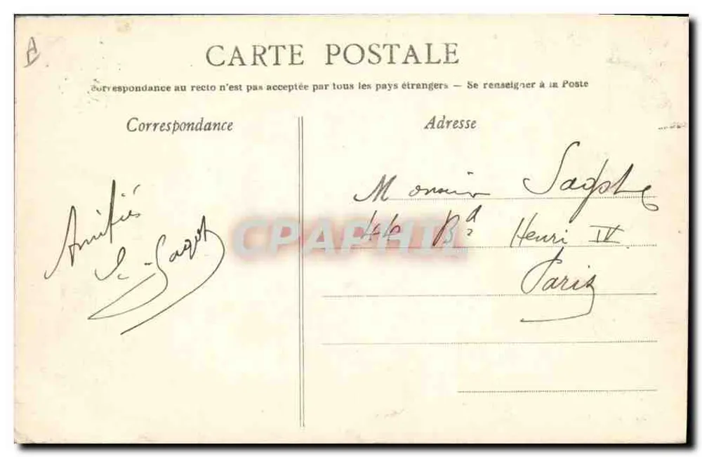 Les Sables-d'Olonne — couple sous parapluie — Artaud-Nozais, Nantes, n°159 - Verso