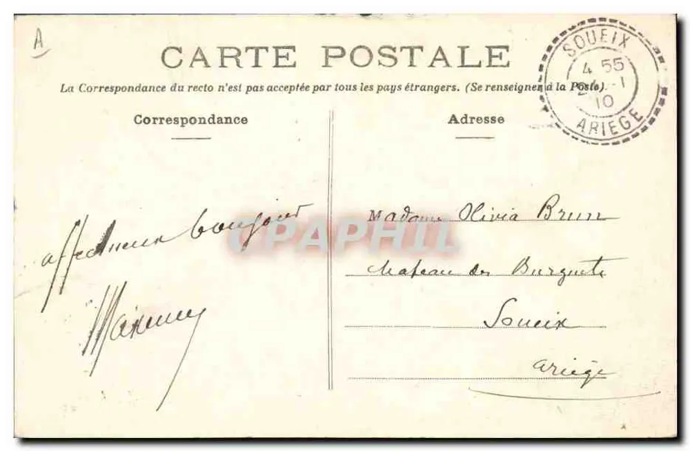 Coiffe Angevine — Retrato de uma mulher com chapéu de fita — Editor não identificado, número de série não visível - Verso