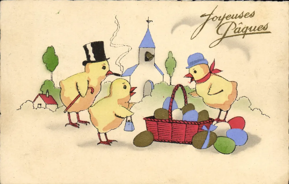 Eierkuchen der Ostern — Frohe Ostern — unbekannter Verlag, Seriennummer nicht sichtbar - Vorderseite