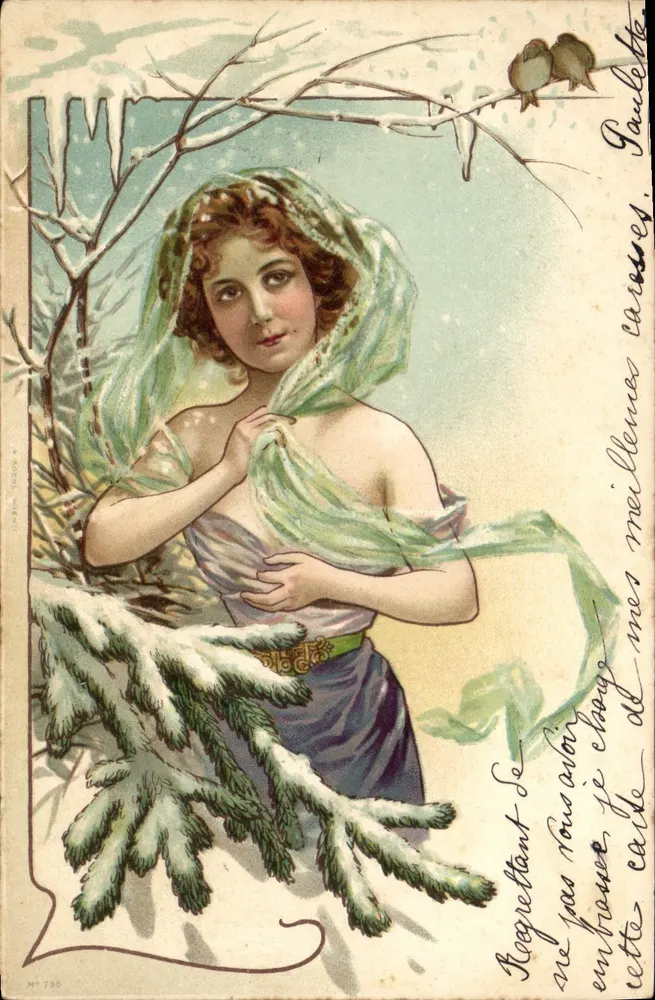 Junge Frau in der Schnee — Winterlandschaft — Verlag Nr. 726 - Vorderseite