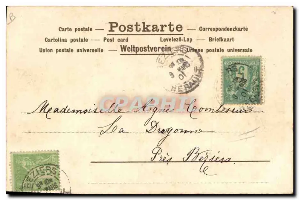 Junge Frau in der Schnee — Winterlandschaft — Verlag Nr. 726 - Rückseite