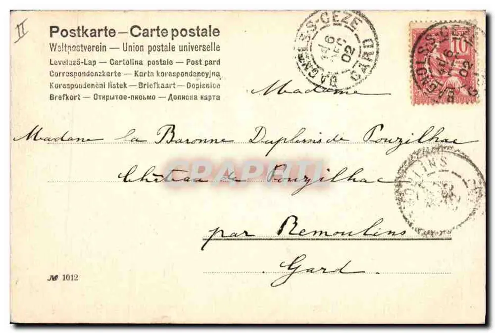 Mädchen mit Blumenkorb — Verlag Union postale universelle, Nr. 1012 - Rückseite