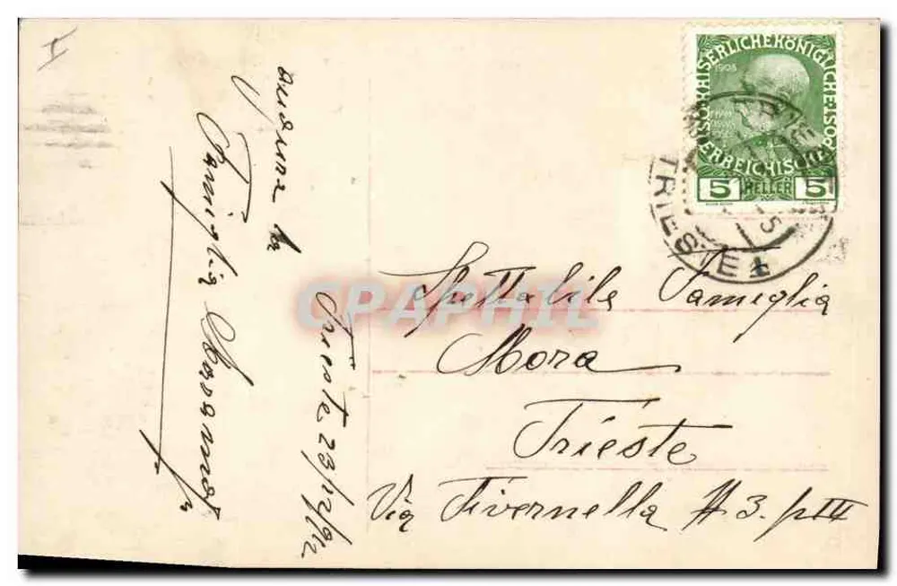 Dzieci aniołowe w samochodzie — scenka świąteczna — wydawca nieznany, seria 3153/54 - Rewers