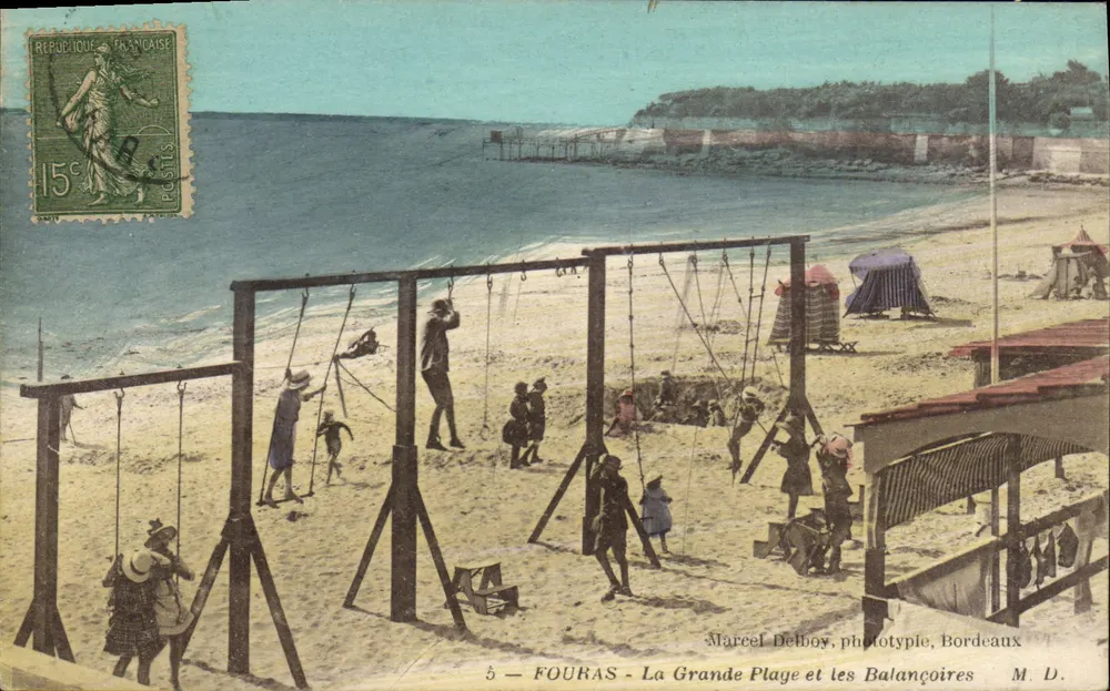 Fouras - La Grande Plage e le Cullaiole — Marcel Delboy, fototipia, Bordeaux - Recto
