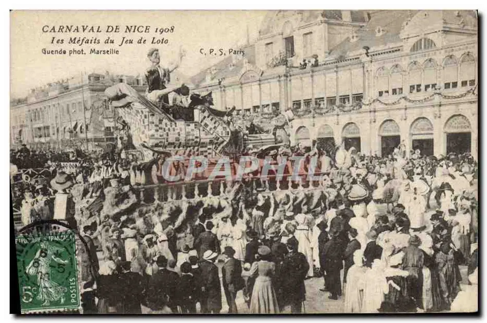 Carnaval van Nice 1908 — De Schadelijkheden van het Loterijspel — Guende fot. Marseille - Voorkant