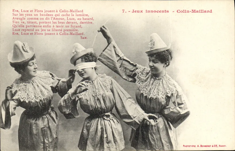 Jogos inocentes - Colin-Maillard — Fototipia A. Bergeret & Cie, Nancy, n°7 - Frente