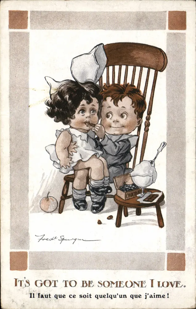 Kinder teilen ein Dessert — Fred Spurgeon — Inter-Art Co. 'GIRLIE' Serie n°524 - Vorderseite