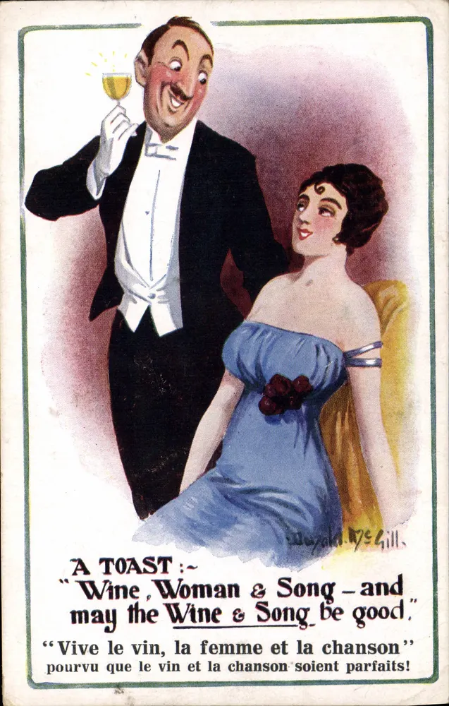 Festliche Paare — Ein Toast : Wein, Frau & Lied — Verlag Bryan Art Co. Nr. 143-4 - Vorderseite
