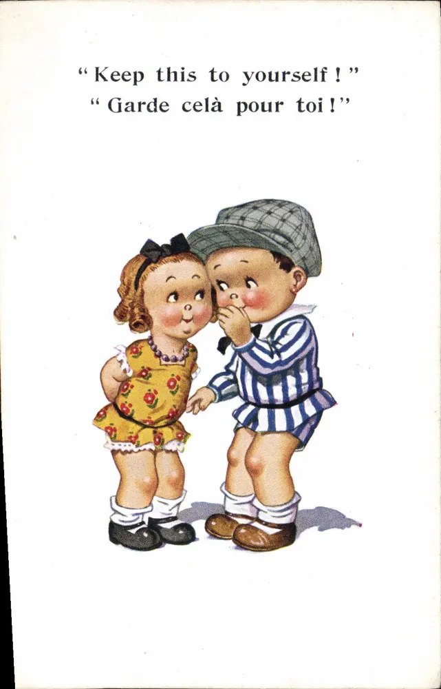 Kind und Kind — ein Geheimnis zu bewahren — Inter-Art Co., Florence House, Barnes, S. IV, Serie 'COMIQUE', Nr. 6905 - Vorderseite