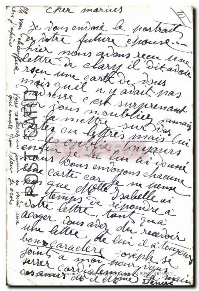 Hochzeit — komische Szene mit Bräutigam und Braut — Verleger MELLÉ - Rückseite
