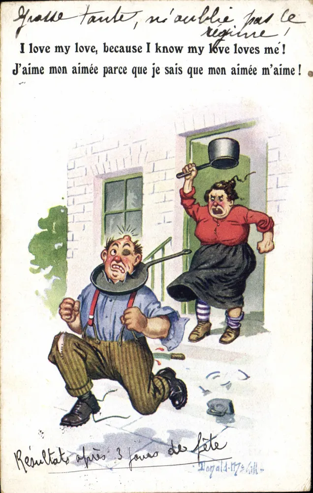 Grasse Tante — humoristische Karikatur — Wogald, Serie 3 - Vorderseite