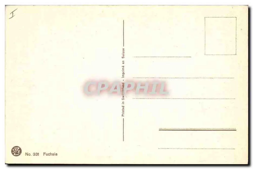 Fucsia — flores colgantes rojas — impresa en Suiza, n.º 331 - Reverso