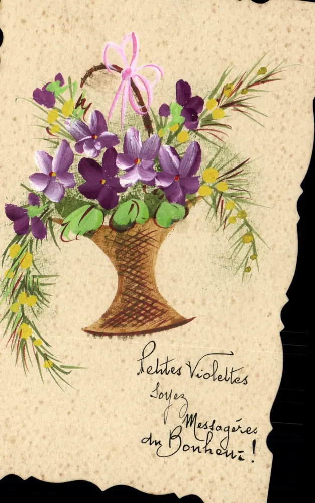 Arranjo de violetas — Mensagens de felicidade — Carta postal - Frente