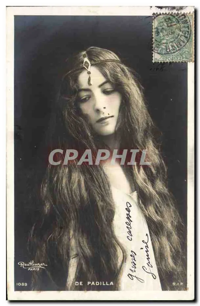 Mulher com longos cabelos — retrato — Ruwthlinger, Paris, n° 1089 - Frente