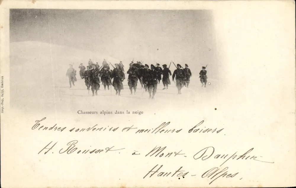 Alpine-Jäger in der Schnee — Mont-Dauphin, Hautes-Alpes — Impr. Pop. Juggy, Embrun - Vorderseite
