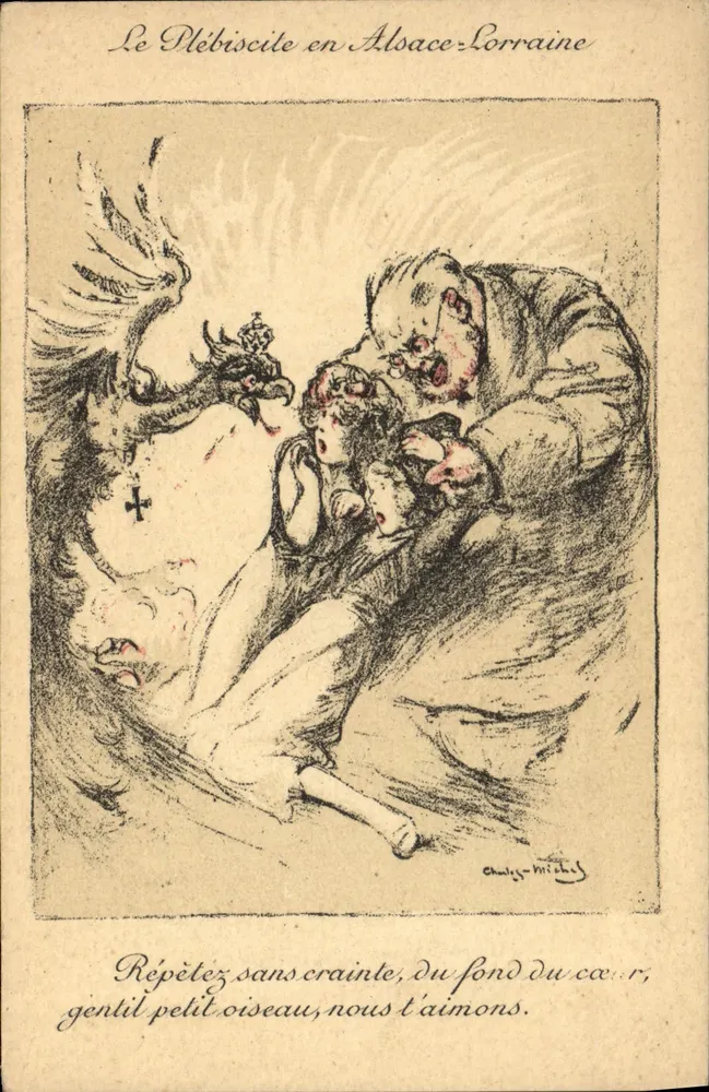 Das Plebiscit in Elsass-Lothringen — politische Karikatur — Charles Michal - Vorderseite